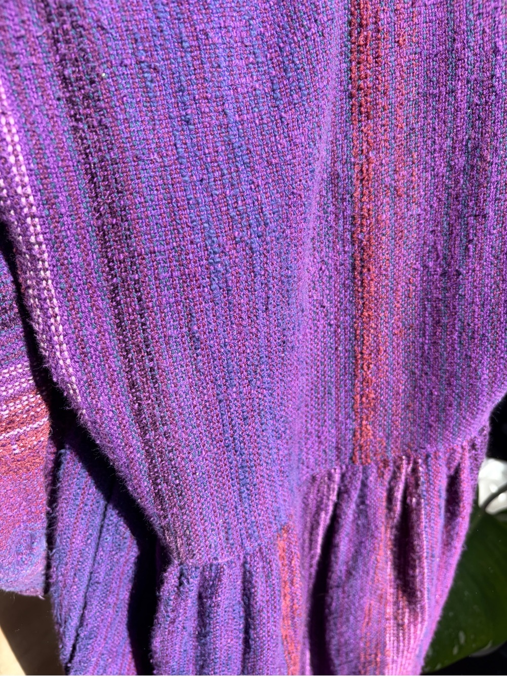 Marianne Purple Woven Stripe Cowl Neck Drop Waist Midi Sweater Dress Boho - Picture 9 of 9